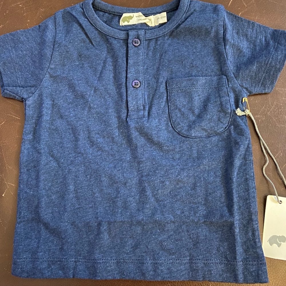 Monica and Andy navy short sleeve shirt